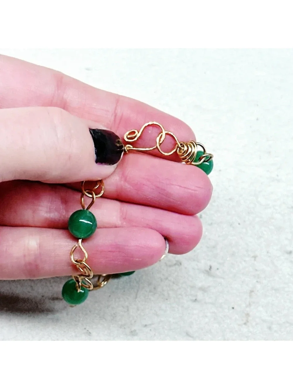 3021u. Natural Stone Swirl Bracelet Green